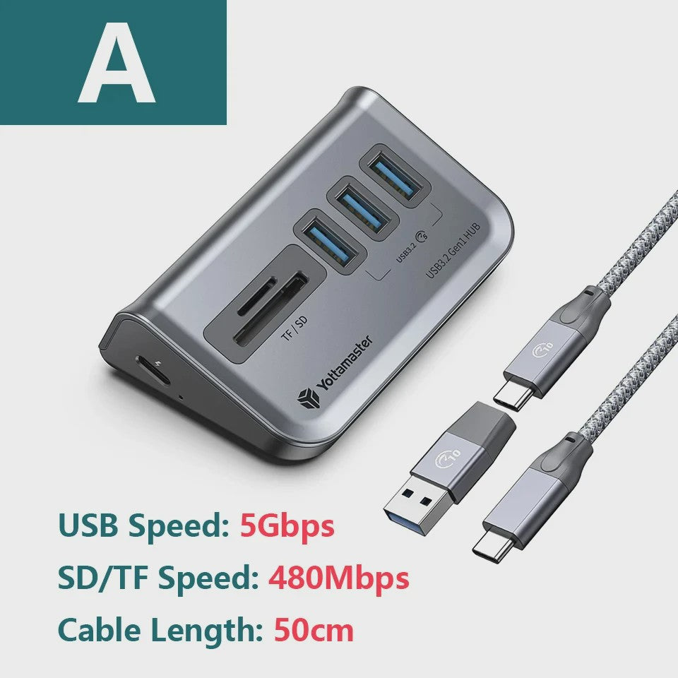 Yottamaster USB 3.2 Gen2 Docking Station Hub met 5Gbps, Multi-Poort SD Kaartlezer & Type-C