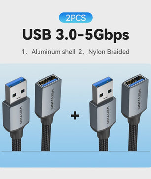 Vention USB 3.0 Verlengsnoer - Snelle Dataoverdracht voor PC, TV, Console & Meer