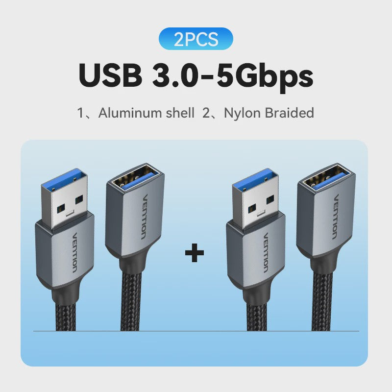 Vention USB 3.0 Verlengsnoer - Snelle Dataoverdracht voor PC, TV, Console & Meer