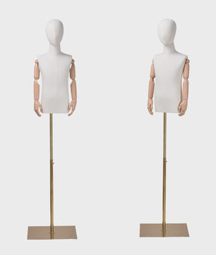 Verstelbare Paspop Mannequin met Gouden Standaard - Linnen Cover, Afneembare Hoofd & Armen