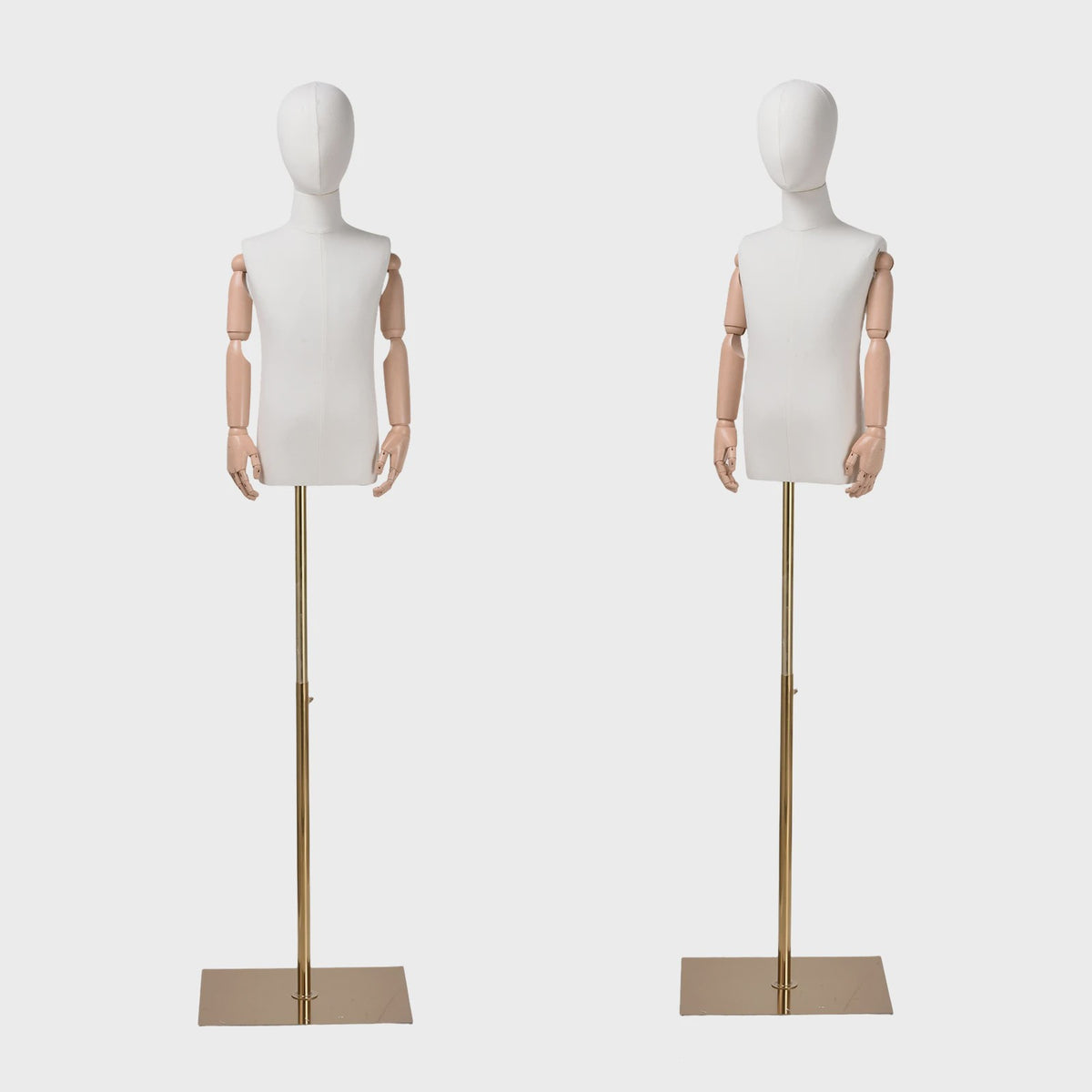 Verstelbare Paspop Mannequin met Gouden Standaard - Linnen Cover, Afneembare Hoofd & Armen