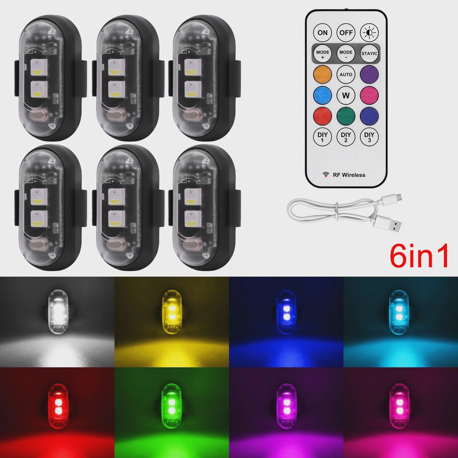 Veelzijdige LED Strobe Anti-Collision Lichten met Afstandsbediening - 8 Kleuren