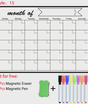 Magnetisch Whiteboard Kalender A3: Maandelijkse & Wekelijkse Planner, Krasvrij & Uitwisbaar voor Koelkast