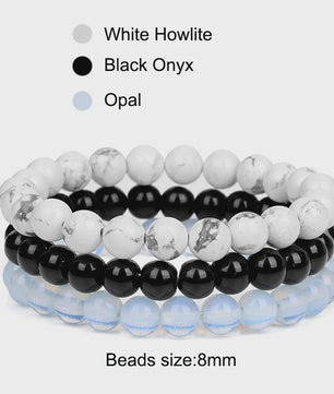 Set van 3 Natuursteen Armbanden: Rozenkwarts, Obsidiaan & Tijgeroog