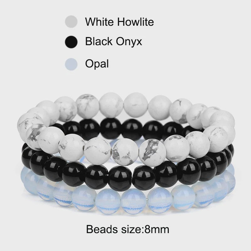 Set van 3 Natuursteen Armbanden: Rozenkwarts, Obsidiaan & Tijgeroog