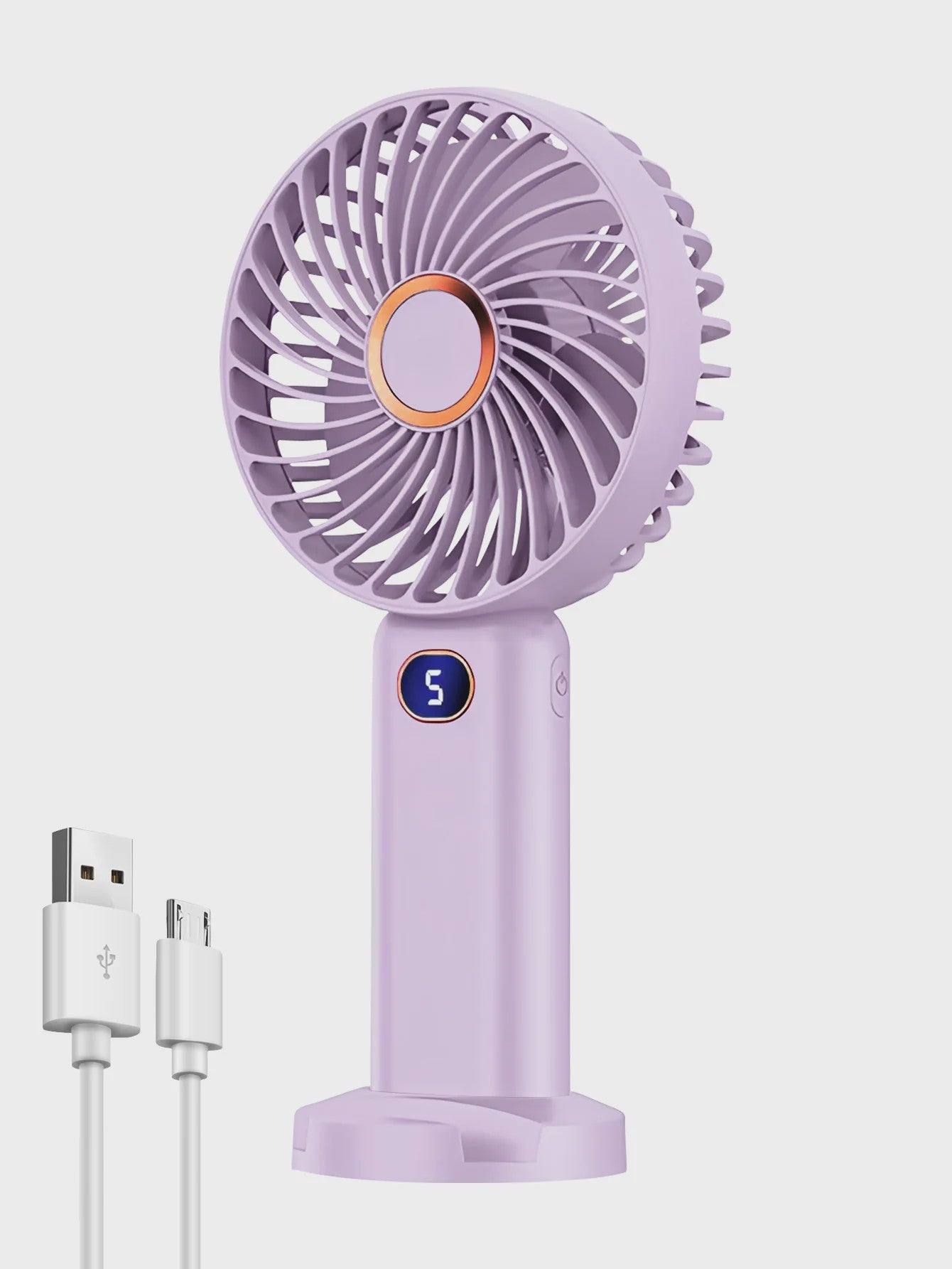 Draagbare Handventilator met Digitale Display en 5 Snelheden, USB Oplaadbaar
