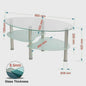 Ovale Glazen Koffietafel met 2 Niveaus - 90x50x45cm - Stijlvol en Modern