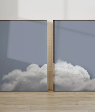 Abstracte Blauwe Wolken Poster - Minimalistische Canvas Muurkunst voor Moderne Woonkamer