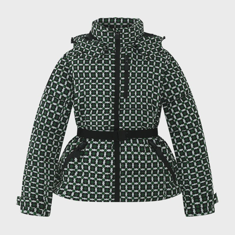 Dames Winter Parka Jas met Capuchon, Hoge Taille en Riem - Warm & Winddicht
