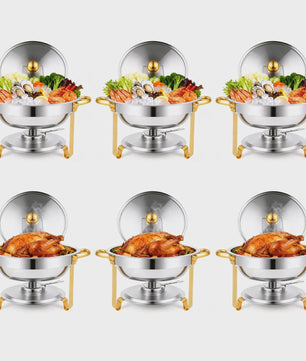 Chafing Dish Buffet Set RVS met Gouden Accent - 2 of 4 Stuks