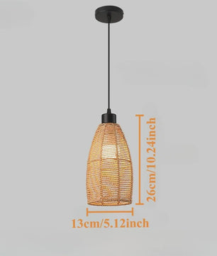 Handgeweven Rotan Hanglamp - Boho Stijl Papier Touw Plafondlamp voor Woonkamer & Slaapkamer