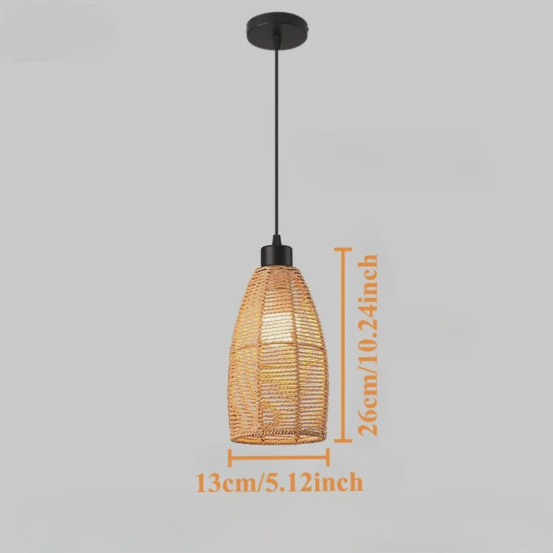 Handgeweven Rotan Hanglamp - Boho Stijl Papier Touw Plafondlamp voor Woonkamer & Slaapkamer