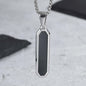 Stijlvolle RVS Hanger met Zwart Emaille - Geometric Dog Tag Ketting voor Mannen