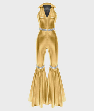 Dames Jumpsuit Jaren '70 Disco Stijl met Pailletten en Flare Pijpen