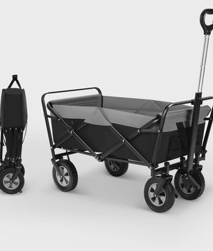 Opvouwbare Transportkar 100L met Verstelbare Handgreep en Zijvak - All-Terrain