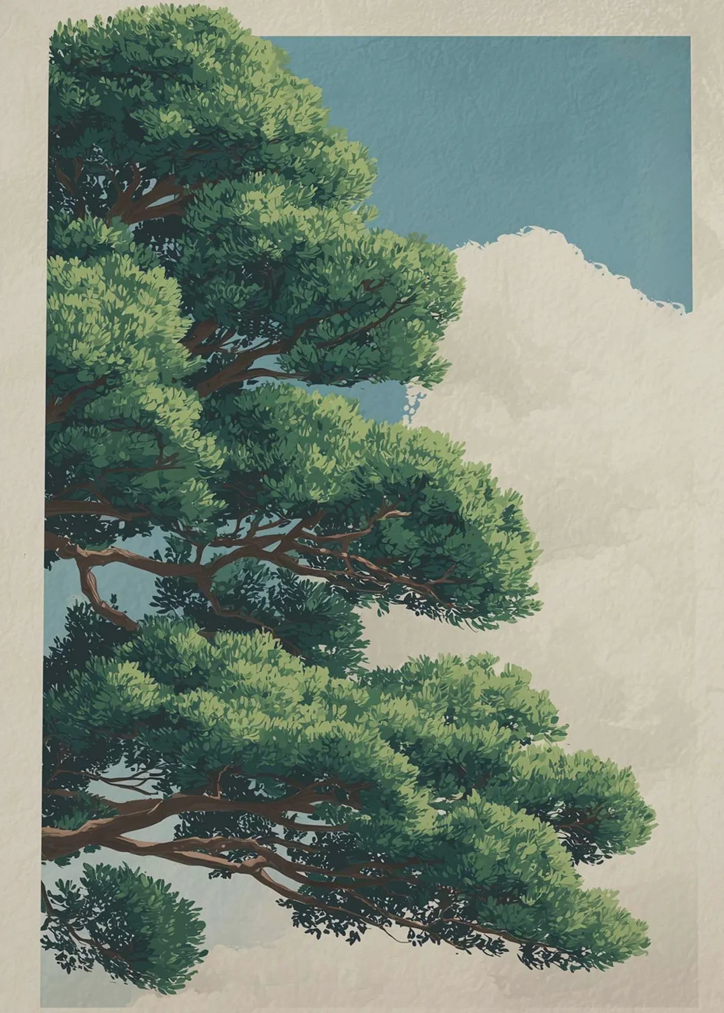 Japanse Canvas Poster: Zen Bos, Koi Vis & Kraanvogel - Sfeervolle Wanddecoratie
