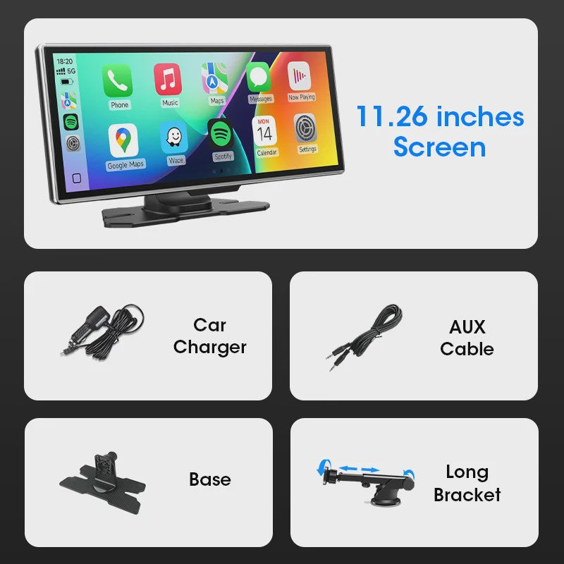 Universele 11.26" Draadloze CarPlay & Android Auto Multimedia Auto Scherm