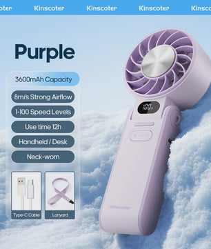 Draagbare Handheld Ventilator met 3600mAh Batterij, 100 Windsnelheden & LCD Display