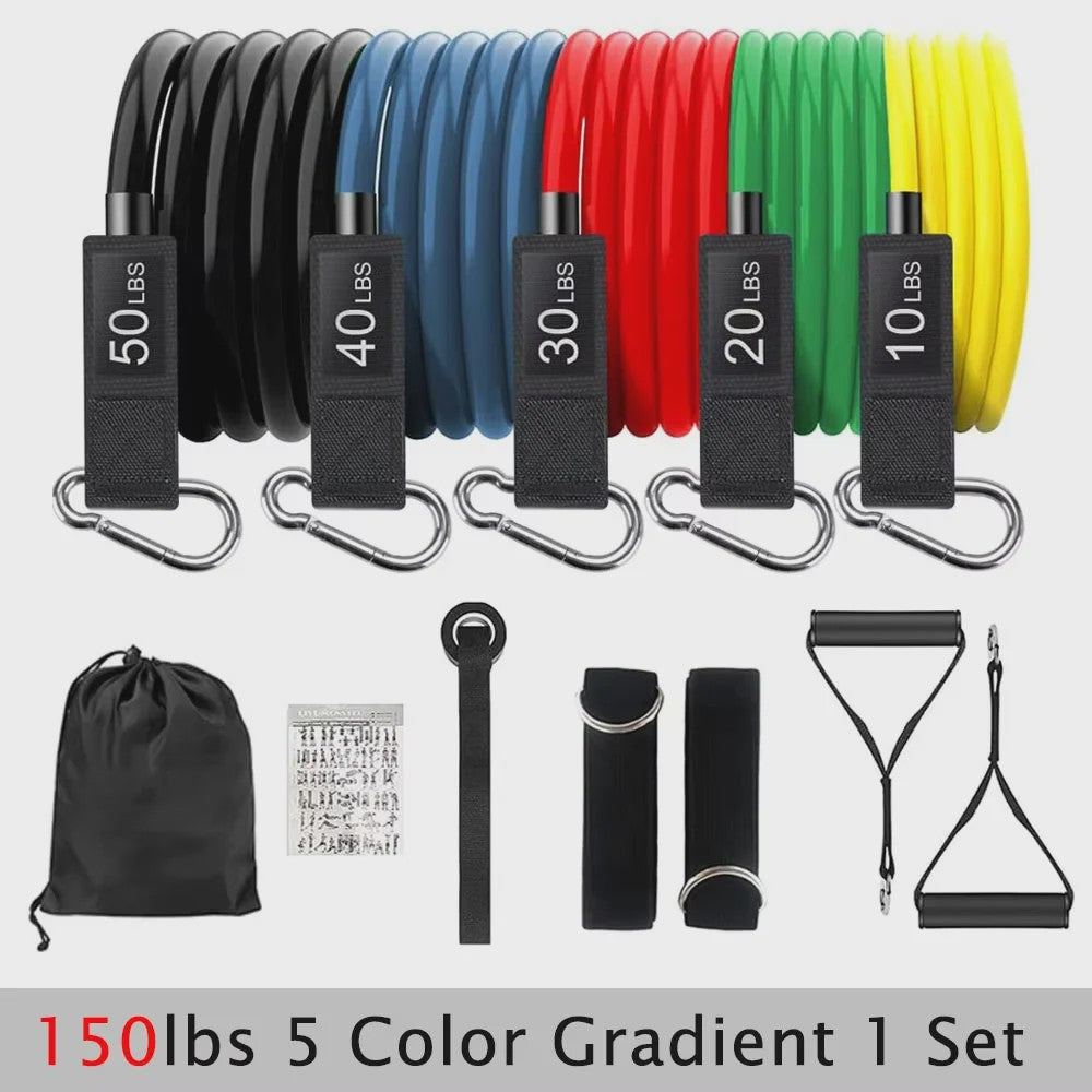 Professionele Weerstandsbanden Set (20-200 LBS) voor Krachttraining Thuis, Gym & Fitness