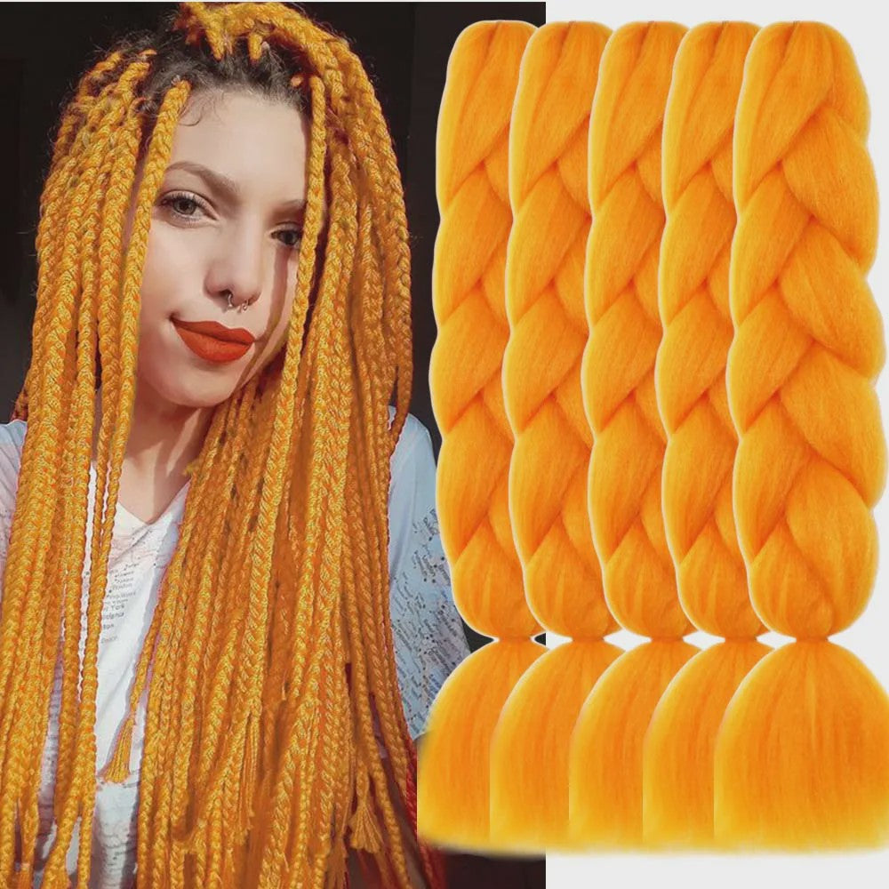 5x Jumbo Braiding Hair Extensions - 24 Inch Synthetisch Vlecht Haar - Pre-stretched Yaki