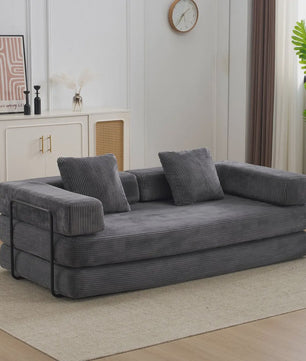 4-in-1 Opvouwbare Bank, Slaapbank met Corduroy Stof, Gastenbed, Hoge Dichtheid Schuim, Geen Montage