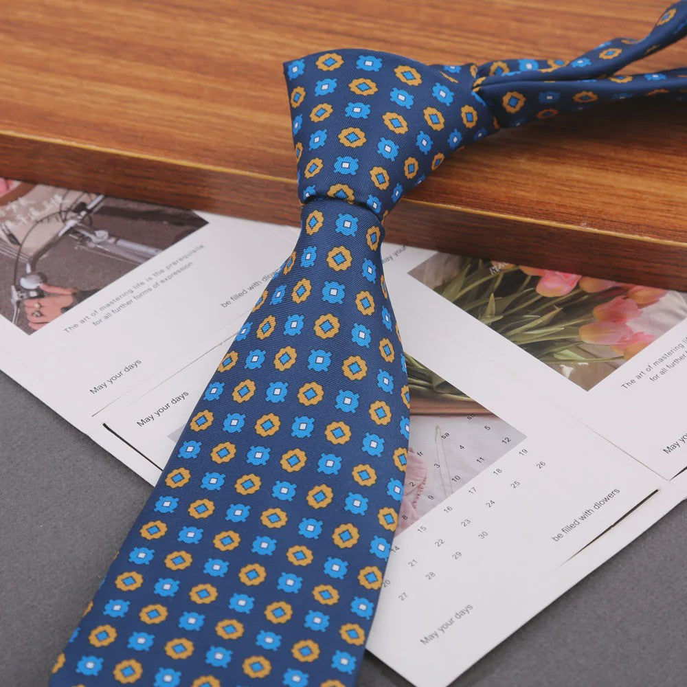 Klassieke Heren Strikdas - Imitatie Zijde met Polka Dot & Bloemendessin