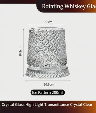 Draaibaar Kristallen Whiskey Glas - 280ml Premium Tumbler voor Cocktails & Feesten