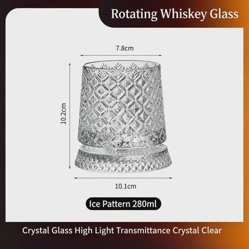 Draaibaar Kristallen Whiskey Glas - 280ml Premium Tumbler voor Cocktails & Feesten