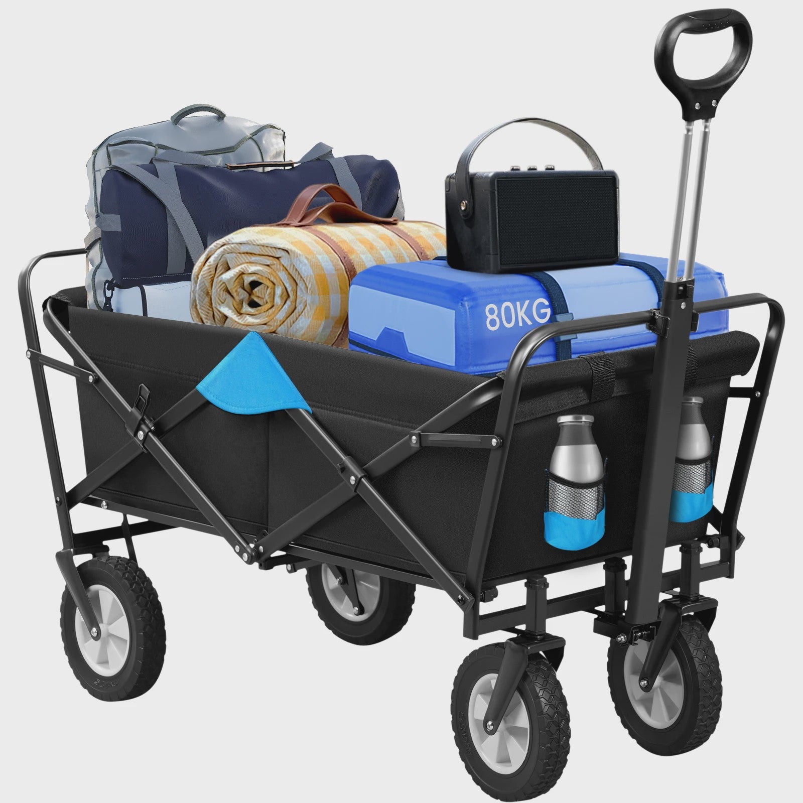 EUGAD Opvouwbare Camping Trolley Wagon - Robuuste Oxford Stof, 80kg Capaciteit, Ideaal voor Strand, Tuin & Outdoor
