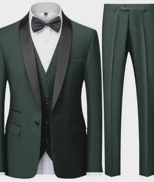 Stijlvolle Zwarte Heren 3-Delige Blazer Set: Kostuum met Pantalon & Vest - Slim Fit voor Bruiloft & Feest