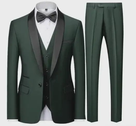 Stijlvolle Zwarte Heren 3-Delige Blazer Set: Kostuum met Pantalon & Vest - Slim Fit voor Bruiloft & Feest
