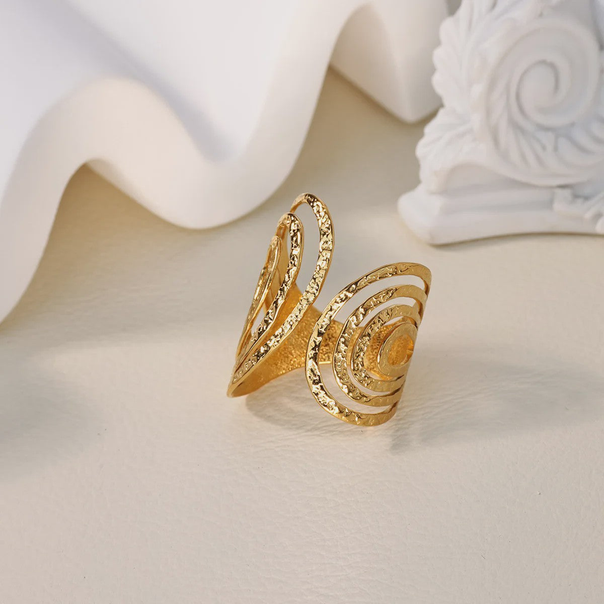 Gouden Ringen Dames - Roestvrij Staal Chunky Open Ringen Vintage Geometrisch Design