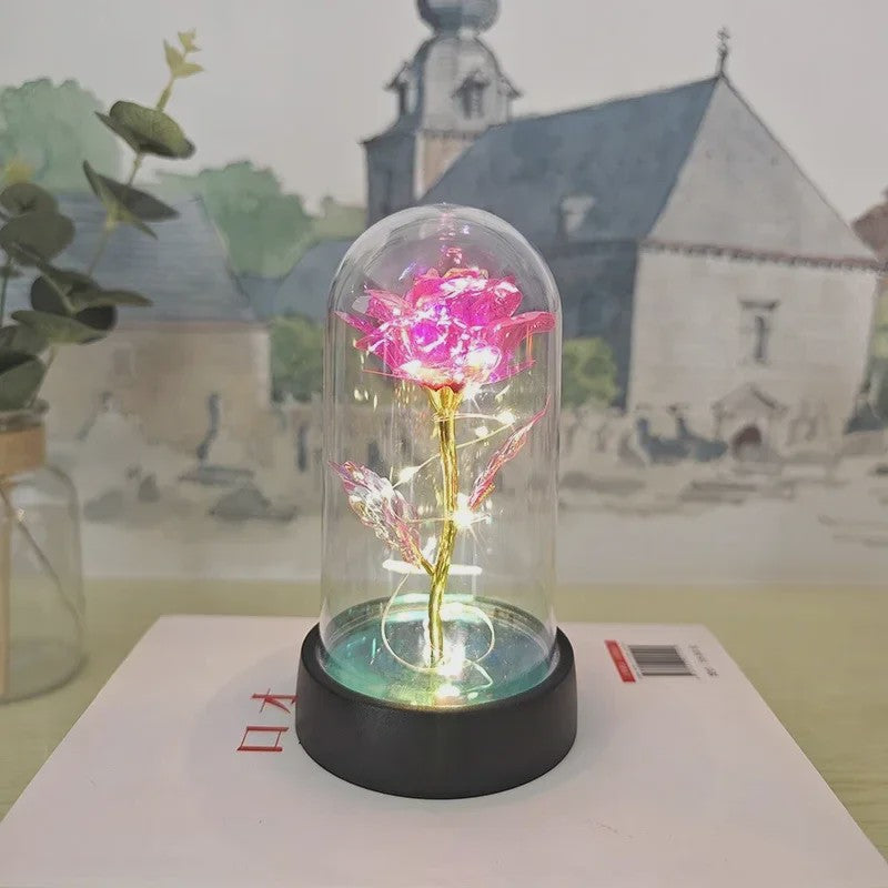 Eeuwige Roos met LED Licht - Magische Folie Bloem voor Valentijn, Kerst & Decoratie