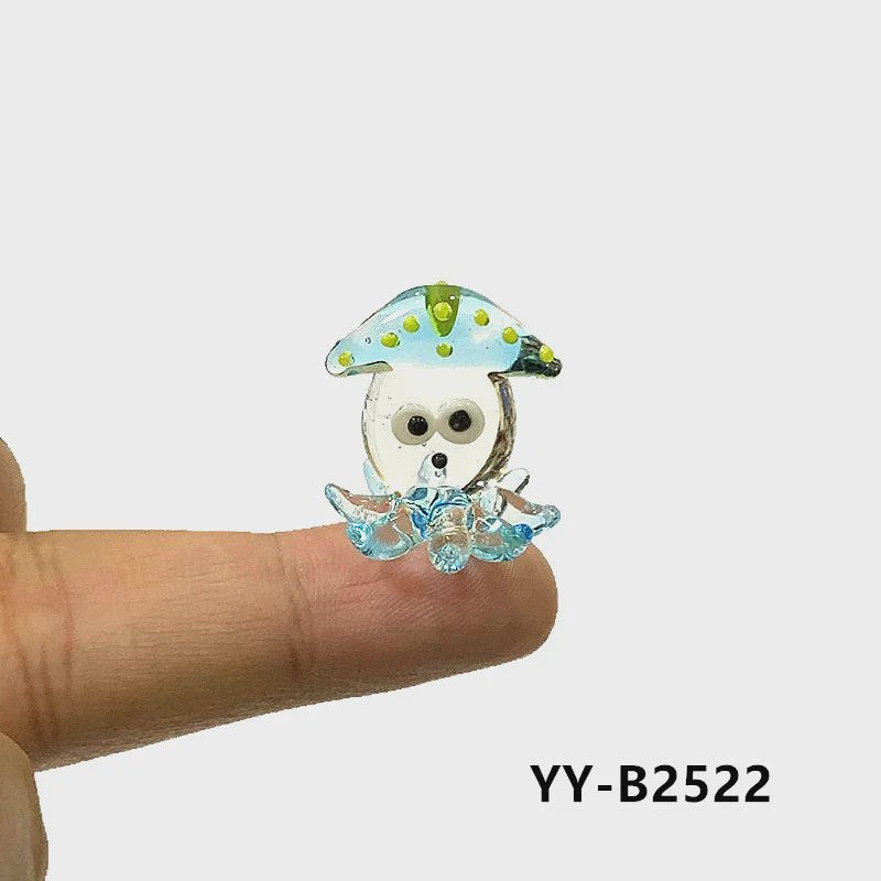 Schattig Mini Glazen Calamari Beeldje - Japans Stijl Zeedier Ornament voor Tafel & Aquarium Decoratie
