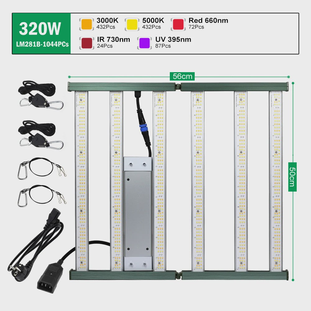 Full Spectrum LED Groeilamp 120W/200W/320W met UV & IR - Onafhankelijke Schakelaars