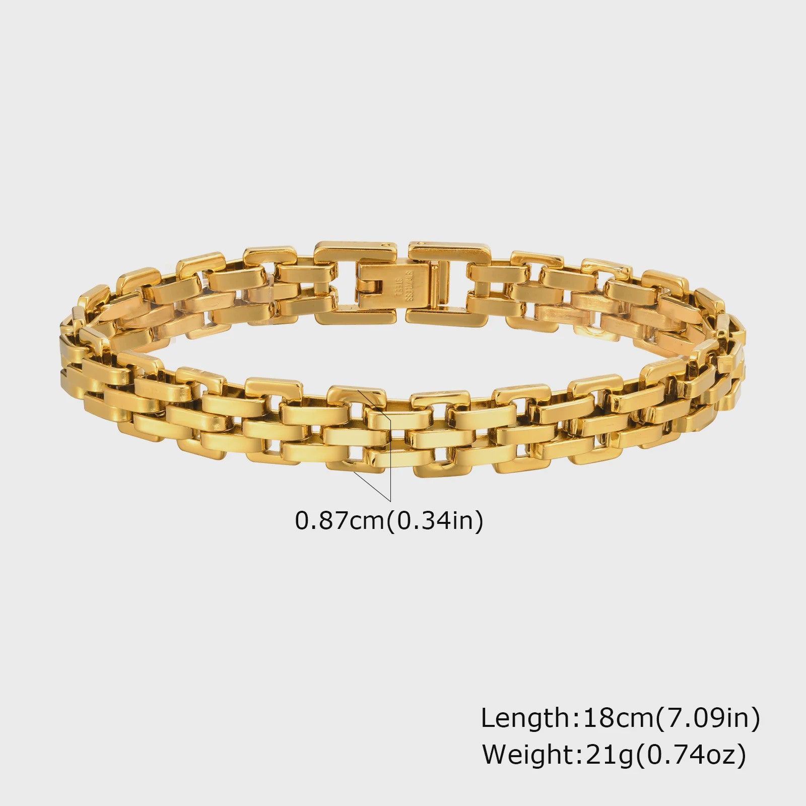 Gouden Chunky Schakelarmband met OT Sluiting - Roestvrij Staal, Aanslagvrij