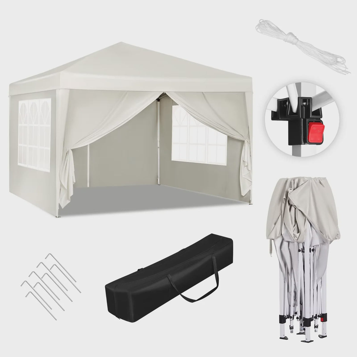 WOLTU 3x3m Partytent - Waterdichte Tuin- en Camping Paviljoen met UV-bescherming en Draagtas