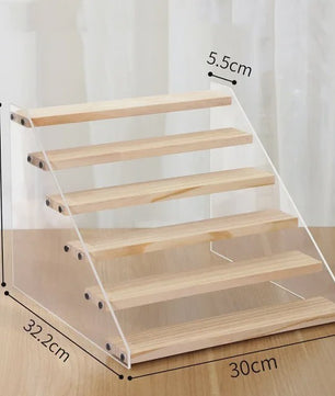 Houten Display Rek met Acryl Plateaus - 2 tot 7 Lagen voor Actiefiguren & Verzamelingen