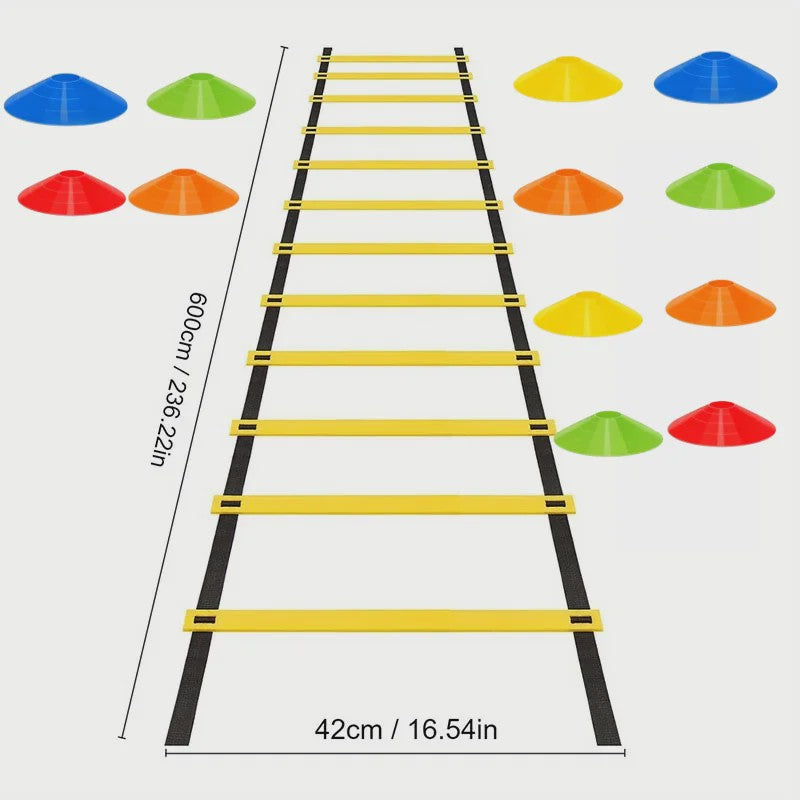 Agility Ladder & Voetbal Trainingscones Set voor Snelheid, Wendbaarheid en Voetbaltraining
