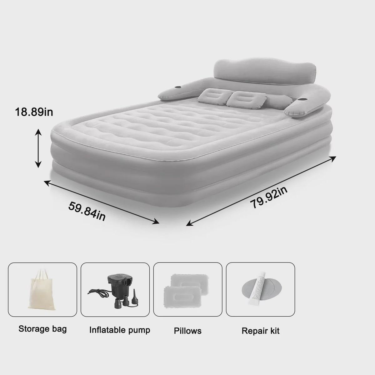 Universeel Opblaasbaar Luchtbed - Single, Opvouwbaar & Draagbaar voor Thuis, Camping, Auto & Tent