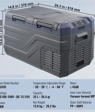 Draagbare Dubbel Zone Vriezer Koelkast met Compressor - 12/24V DC & AC