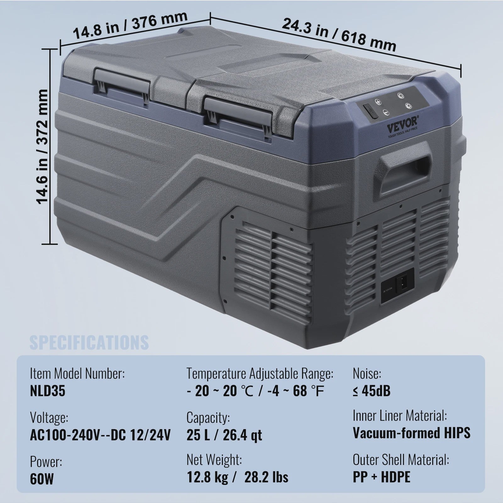 Draagbare Dubbel Zone Vriezer Koelkast met Compressor - 12/24V DC & AC
