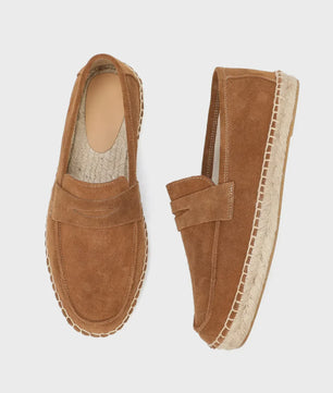Heren Espadrilles Instappers van Suède Leer met Jute Zool - Casual Zomerschoenen