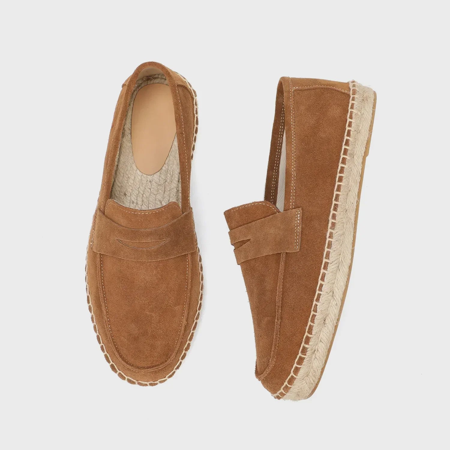 Heren Espadrilles Instappers van Suède Leer met Jute Zool - Casual Zomerschoenen