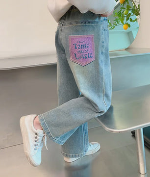 Stoere Wijde Jeans voor Meisjes - Comfortabele Streetwear Kinderbroek