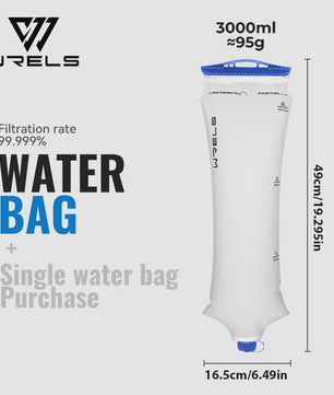 WRELS Opvouwbare Waterfilter Zak - Outdoor Waterzuivering, BPA-Vrij, Ideaal voor Survival