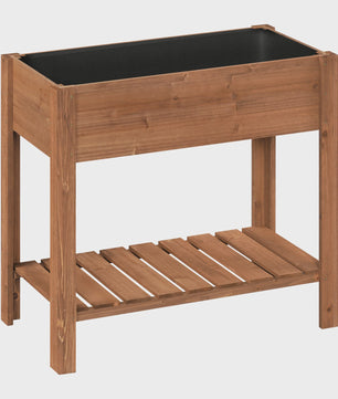 Houten Verhoogd Plantenbak met Plank - 80x75x40cm - Tuin & Balkon