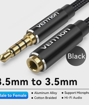 Vention 3.5mm AUX Verlengsnoer - Stereo Audio Kabel voor Auto, Laptop, PC, TV
