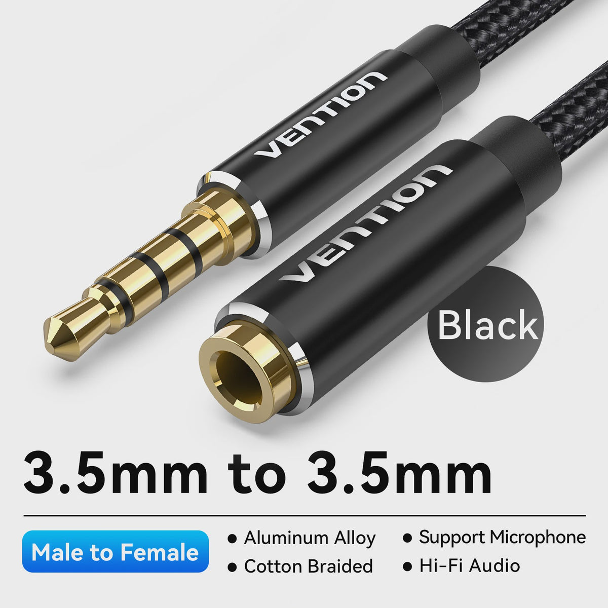 Vention 3.5mm AUX Verlengsnoer - Stereo Audio Kabel voor Auto, Laptop, PC, TV