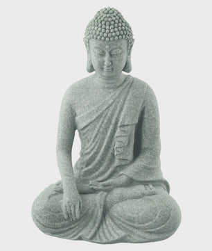 Zittende Buddha Beeldje - Zen Tuindecoratie & Vis Tank Ornament (Resin Steenlook)